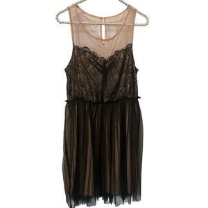 Pins And Needles Dress Womens L Black pink Mesh Lace Sheer fairy romantic mini